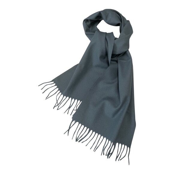 Vtg Amicale Superfine Wool Scarf – 100% Merino, Blue-Gray, Fringe Ends, Made in - Picture 1 of 3